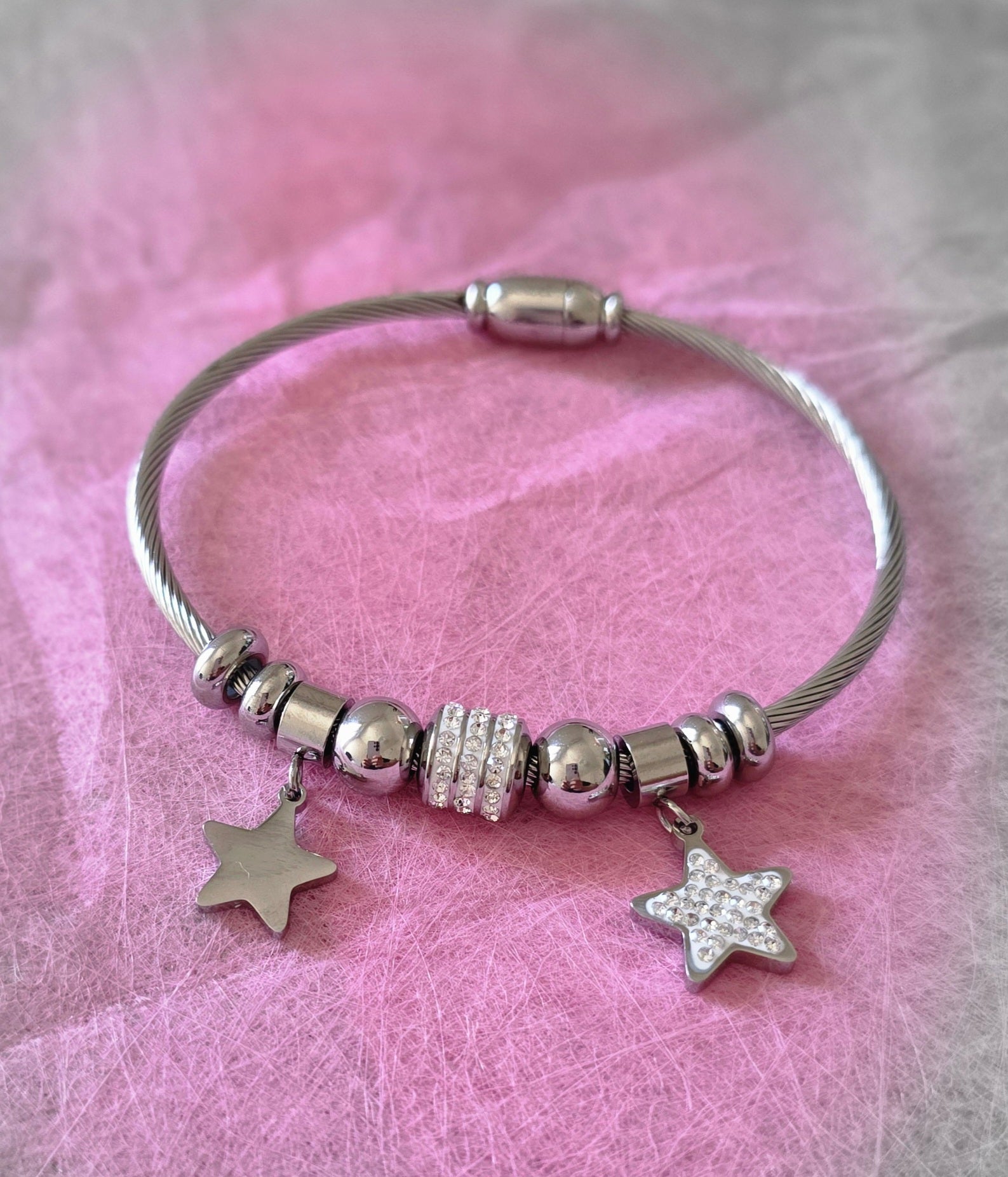 BRACCIALE ACCIAIO E STELLE