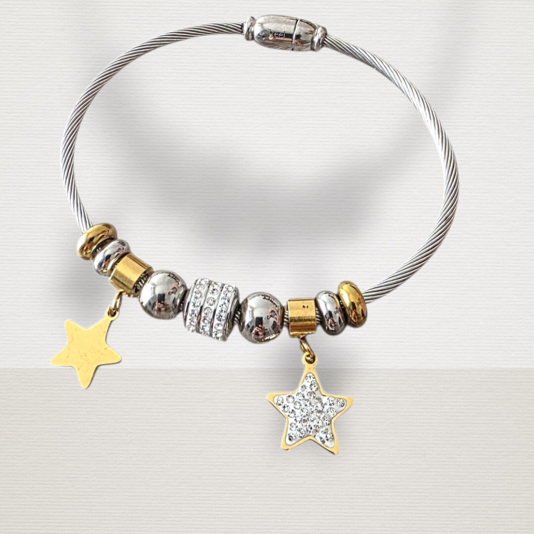 BRACCIALE ACCIAIO E STELLE