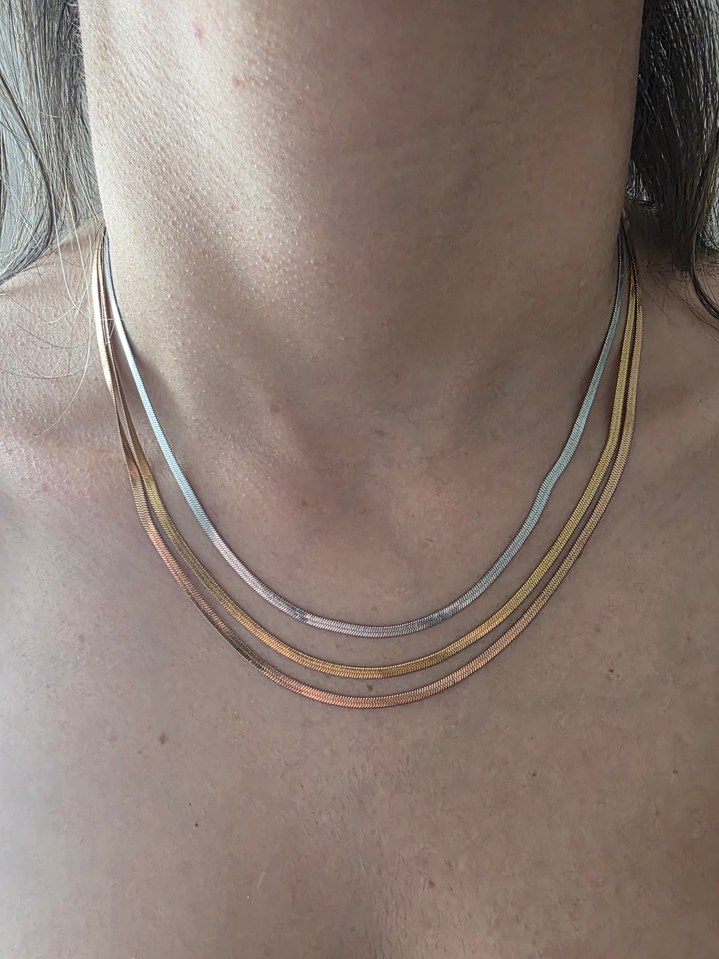COLLANA ACCIAIO TRIPLO FILO ORO/ARGENTO/BRONZO