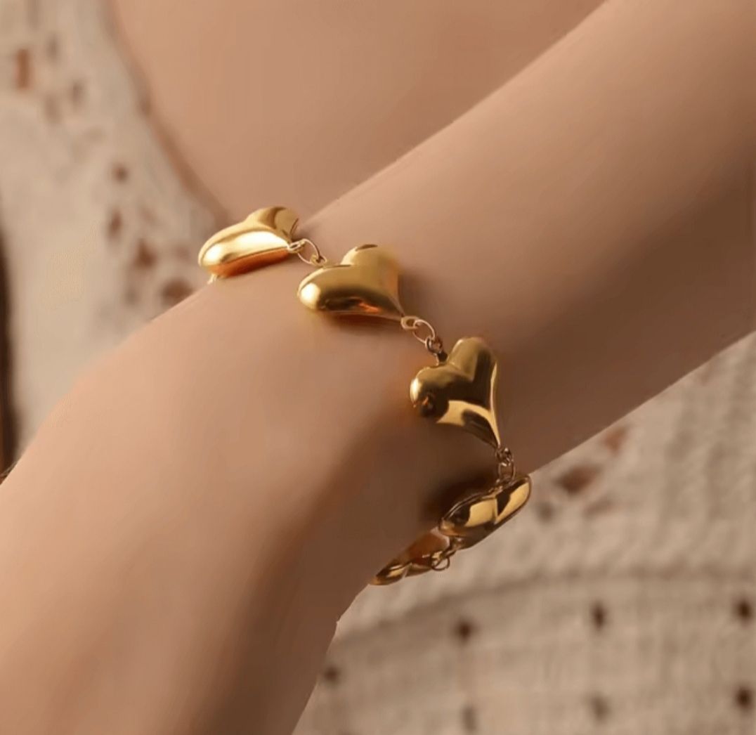 BRACCIALE ACCIAIO CUORI BOMBATI
