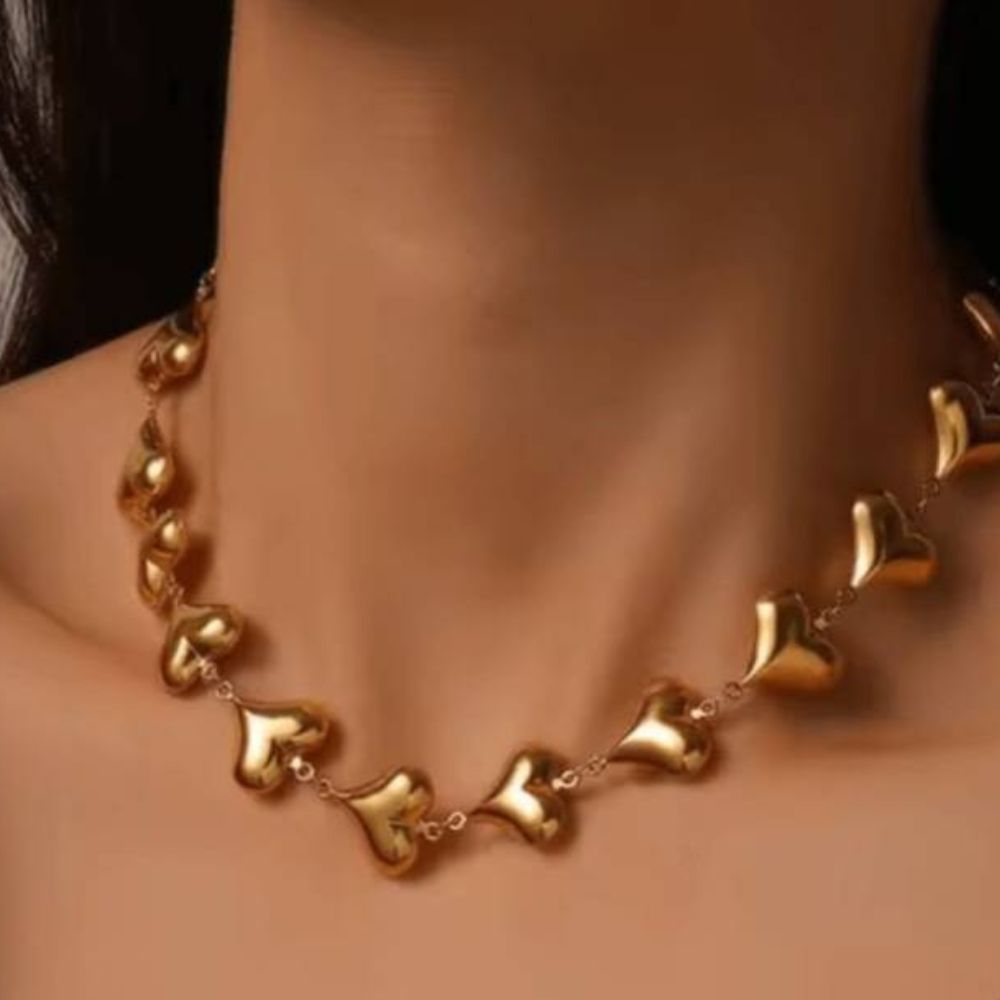 COLLANA ACCIAIO CUORI BOMBATI