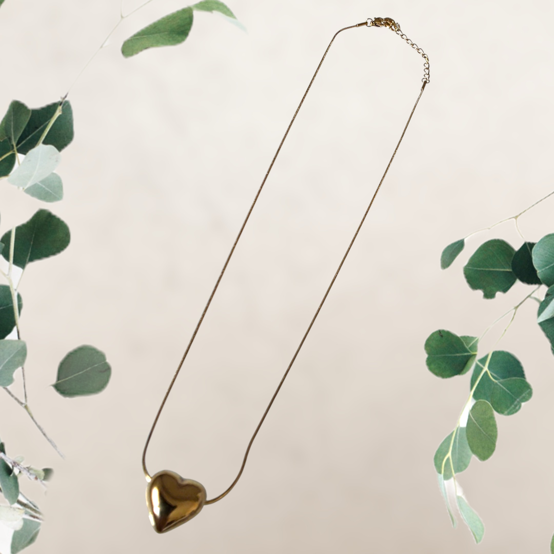 COLLANA ACCIAIO MINI CUORE BOMBATO