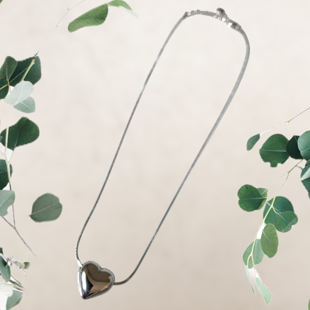 COLLANA ACCIAIO MINI CUORE BOMBATO
