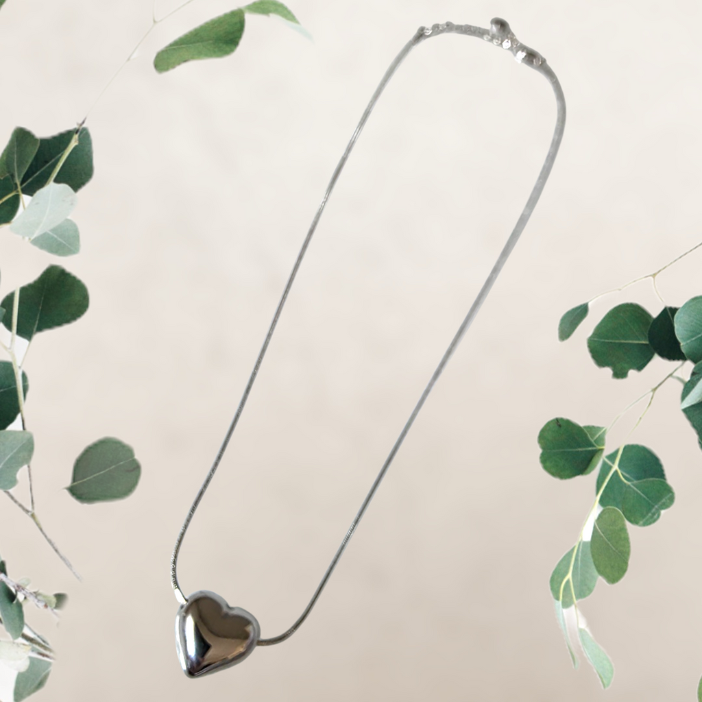 COLLANA ACCIAIO MINI CUORE BOMBATO