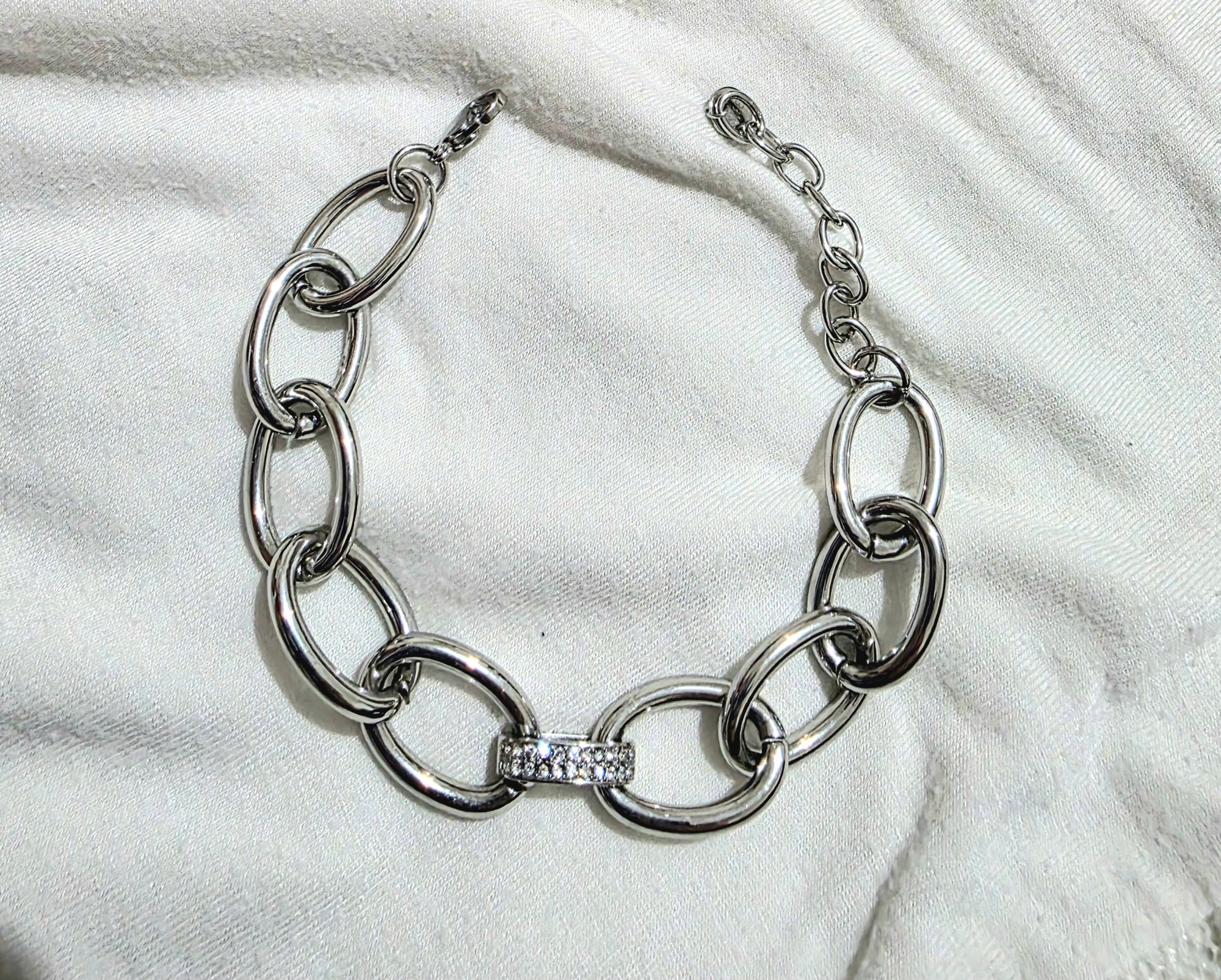 BRACCIALE ACCIAIO A CATENA CON STRASS