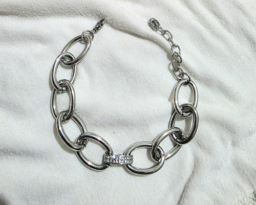 BRACCIALE ACCIAIO A CATENA CON STRASS