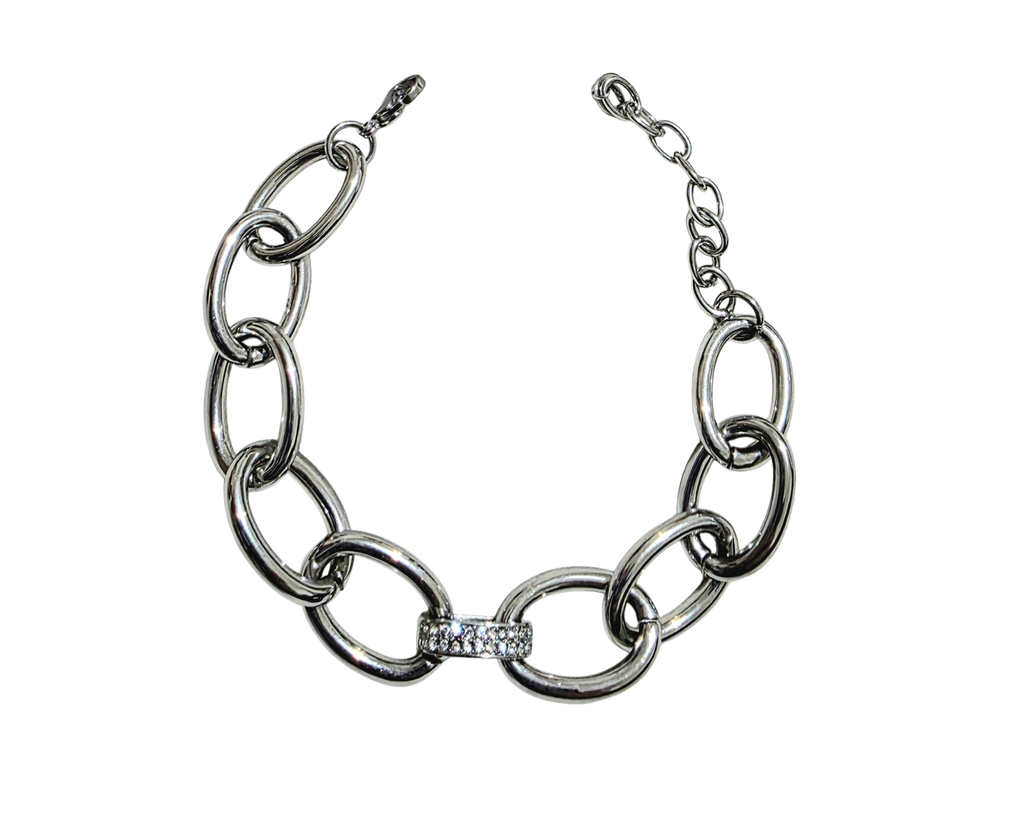 BRACCIALE ACCIAIO A CATENA CON STRASS