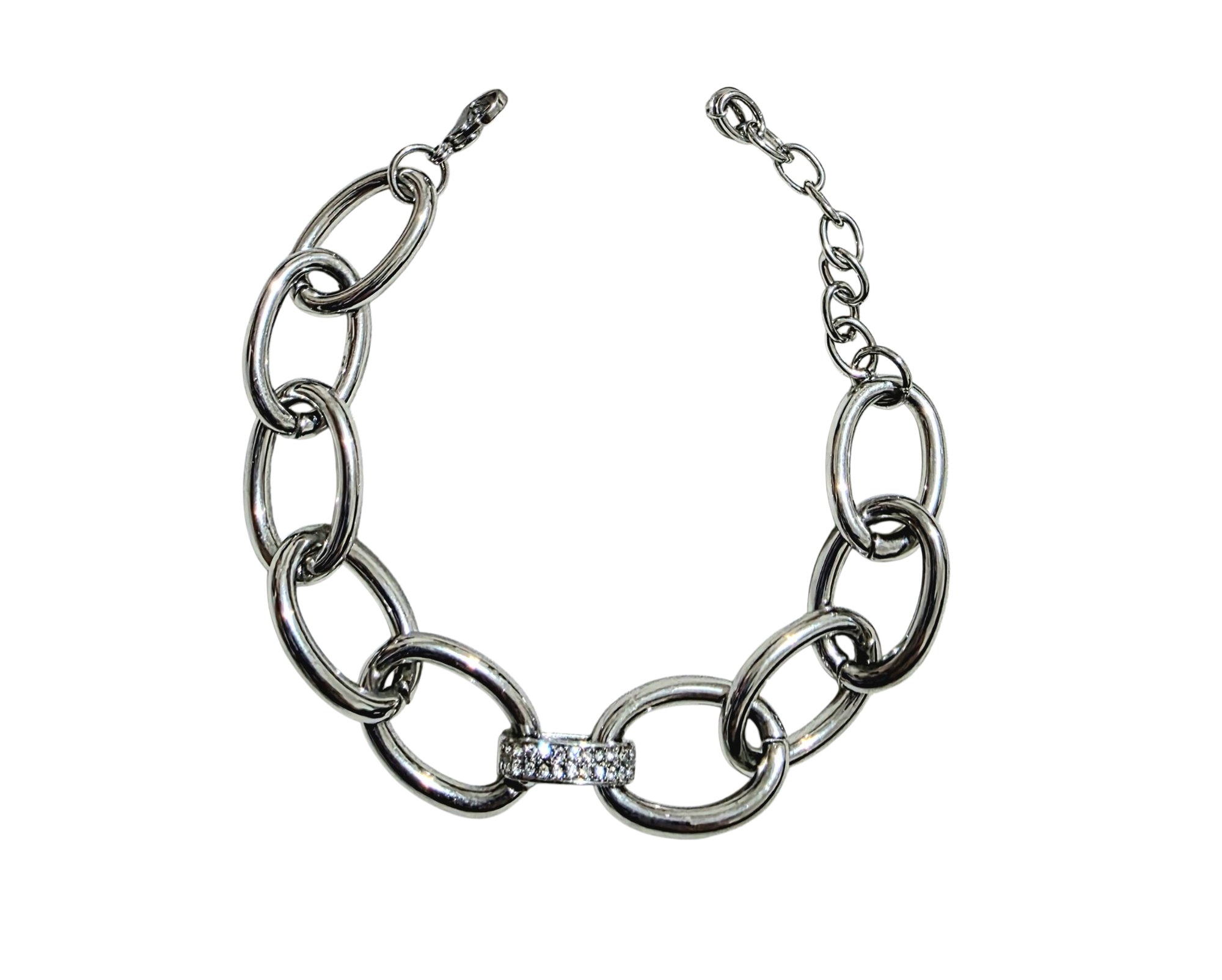 BRACCIALE ACCIAIO A CATENA CON STRASS