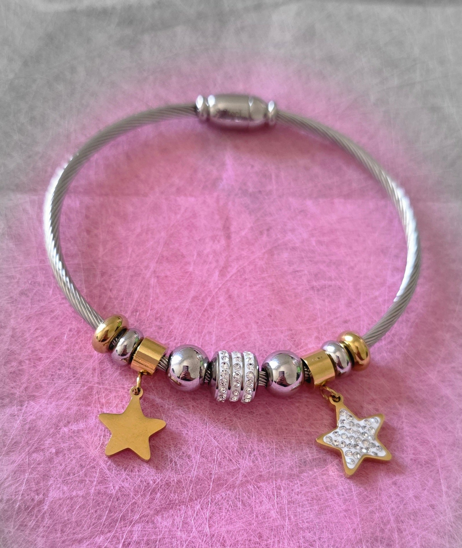 BRACCIALE ACCIAIO E STELLE