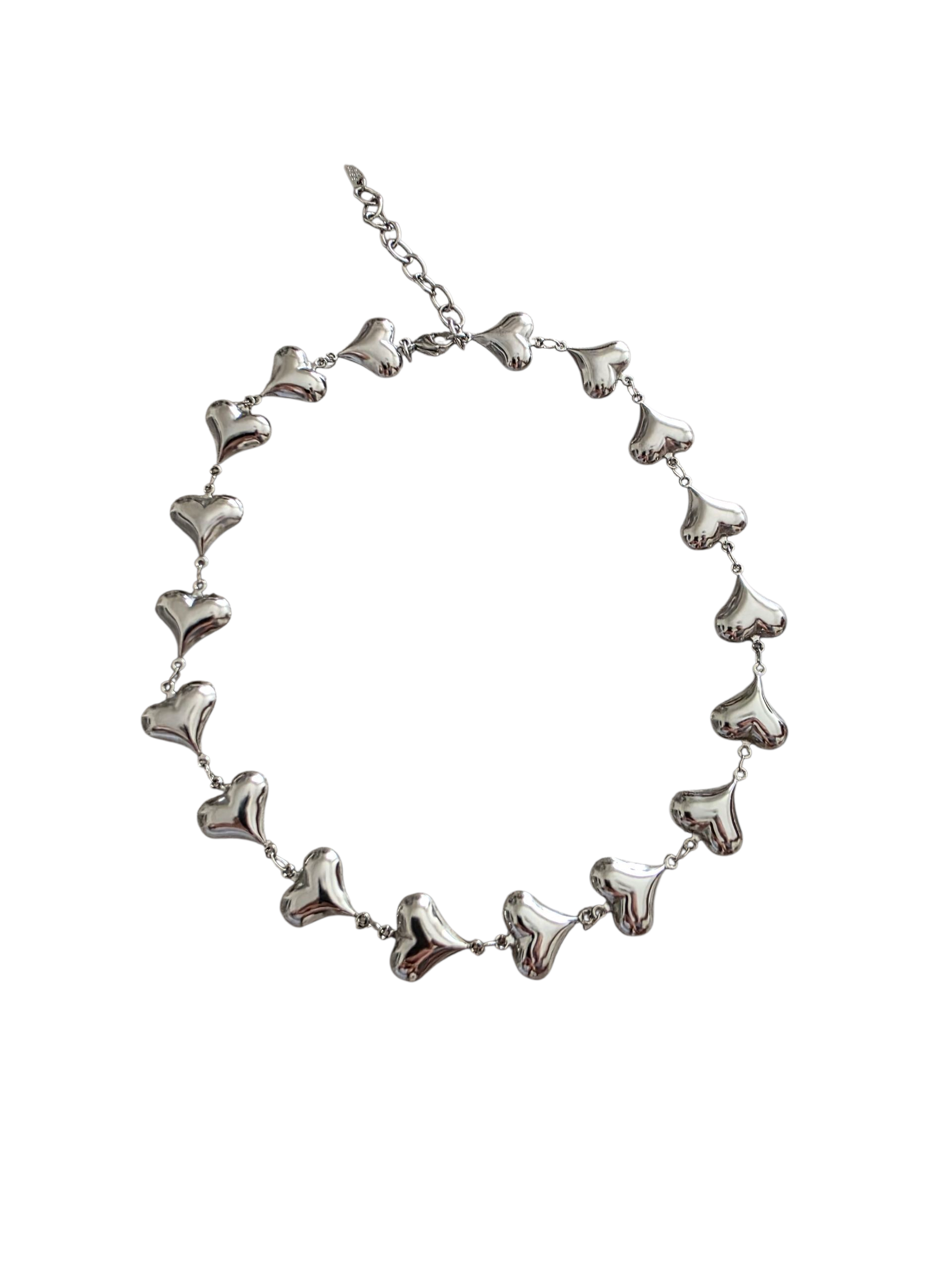 COLLANA ACCIAIO CUORI BOMBATI