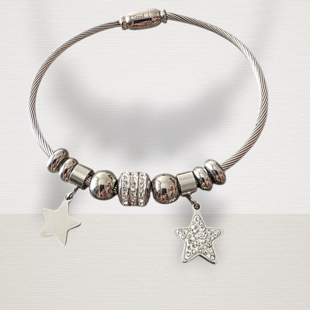 BRACCIALE ACCIAIO E STELLE