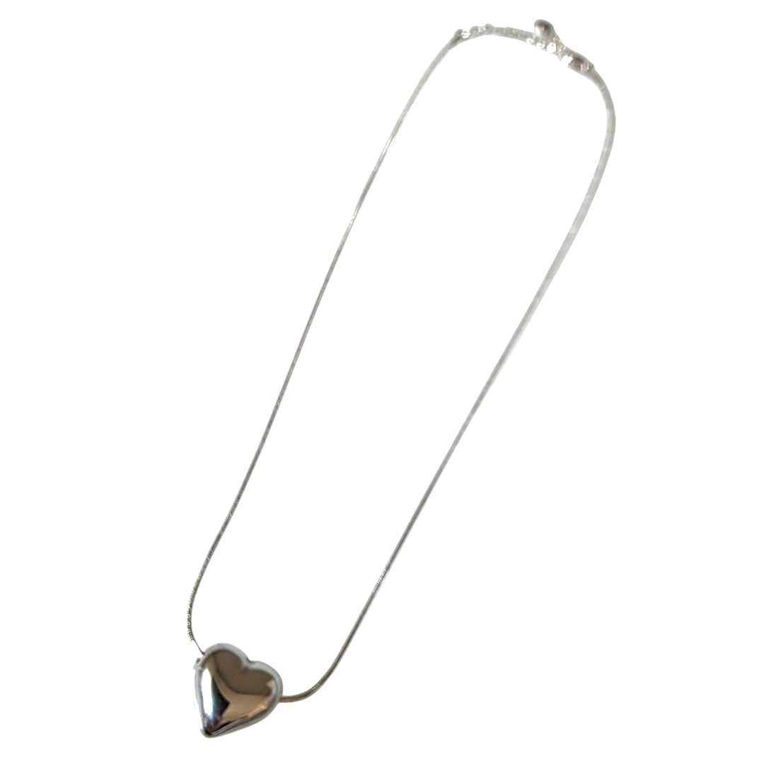COLLANA ACCIAIO MINI CUORE BOMBATO