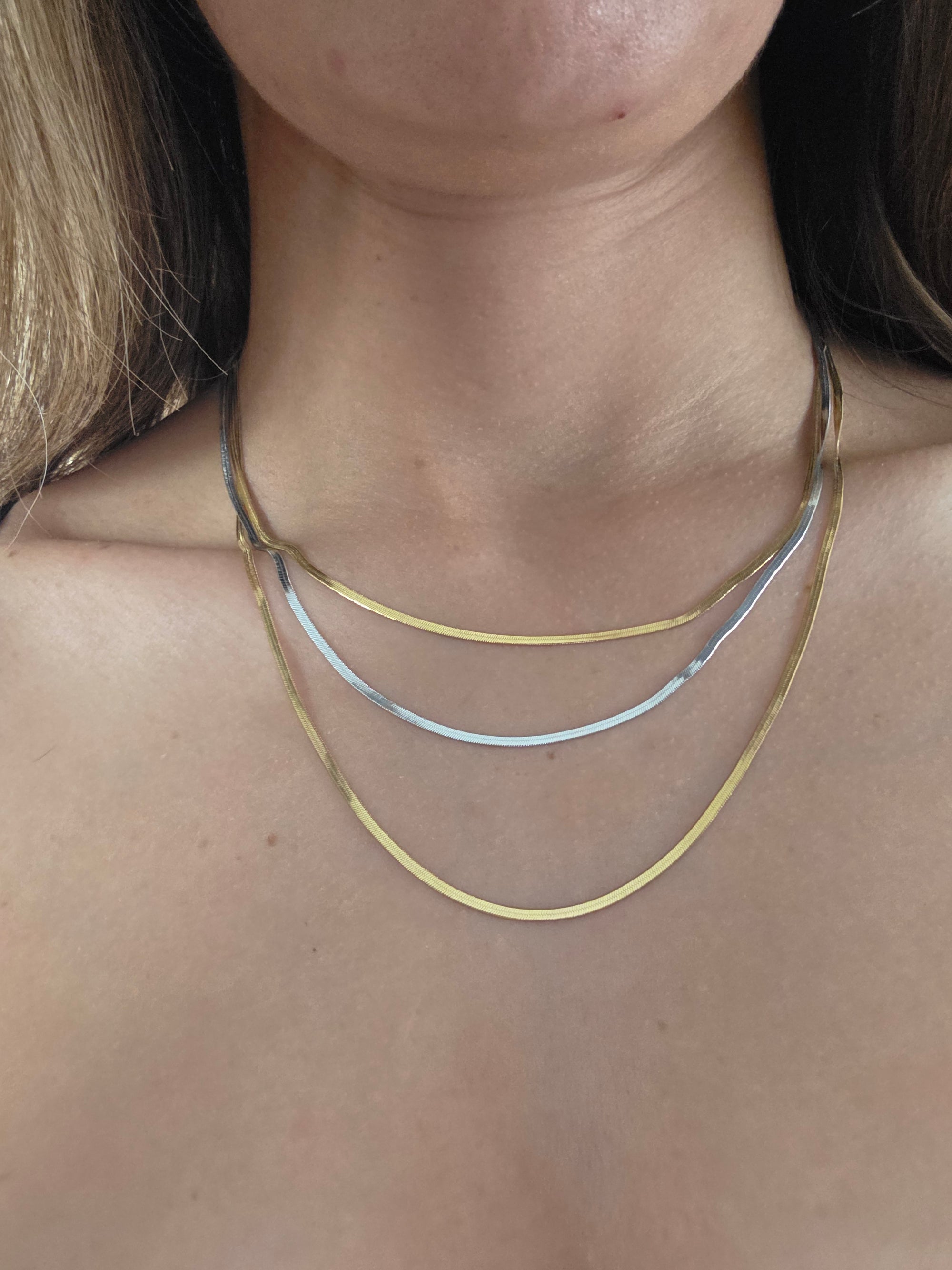 COLLANA ACCIAIO TRIPLO FILO MIX ORO/ARGENTO