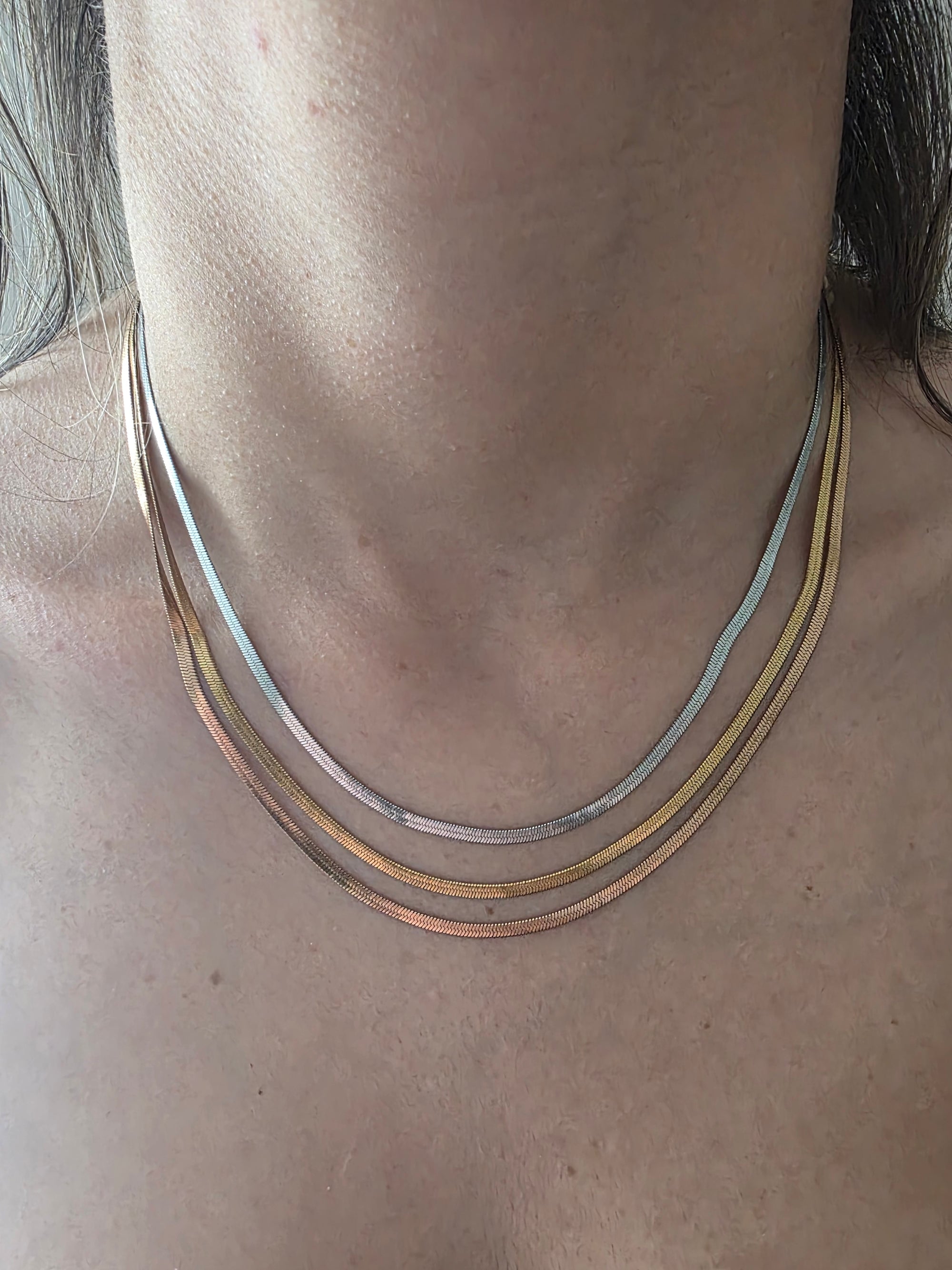 COLLANA ACCIAIO TRIPLO FILO ORO/ARGENTO/BRONZO