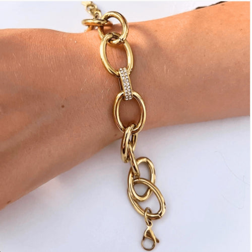 BRACCIALE ACCIAIO A CATENA CON STRASS