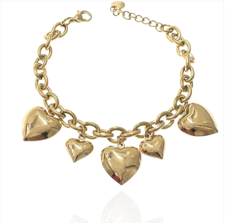 BRACCIALE ACCIAIO CUORE BOMBATO