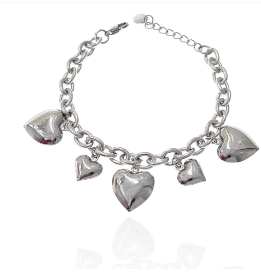 BRACCIALE ACCIAIO CUORE BOMBATO