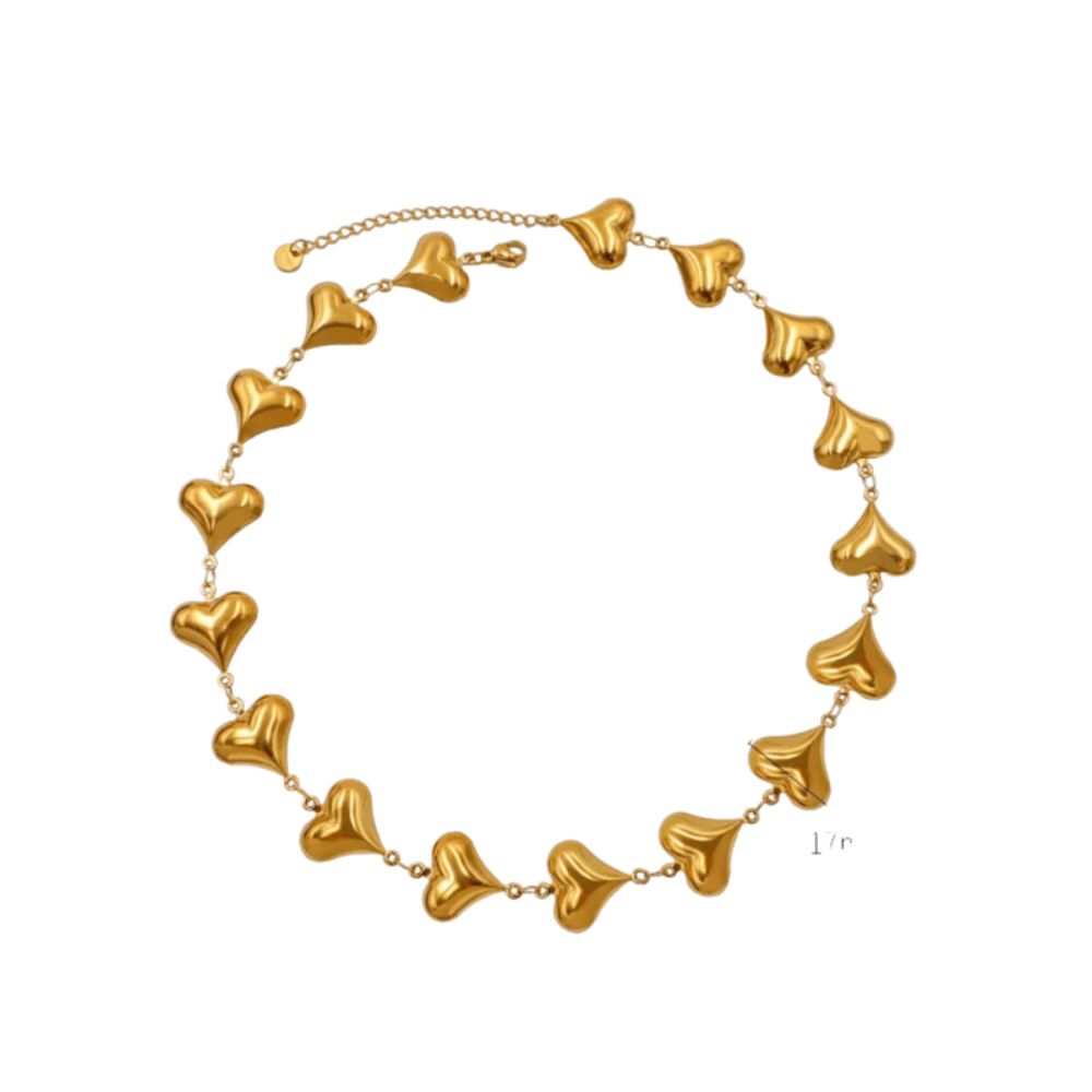 SET COLLANA E BRACCIALE CUORI BOMBATI