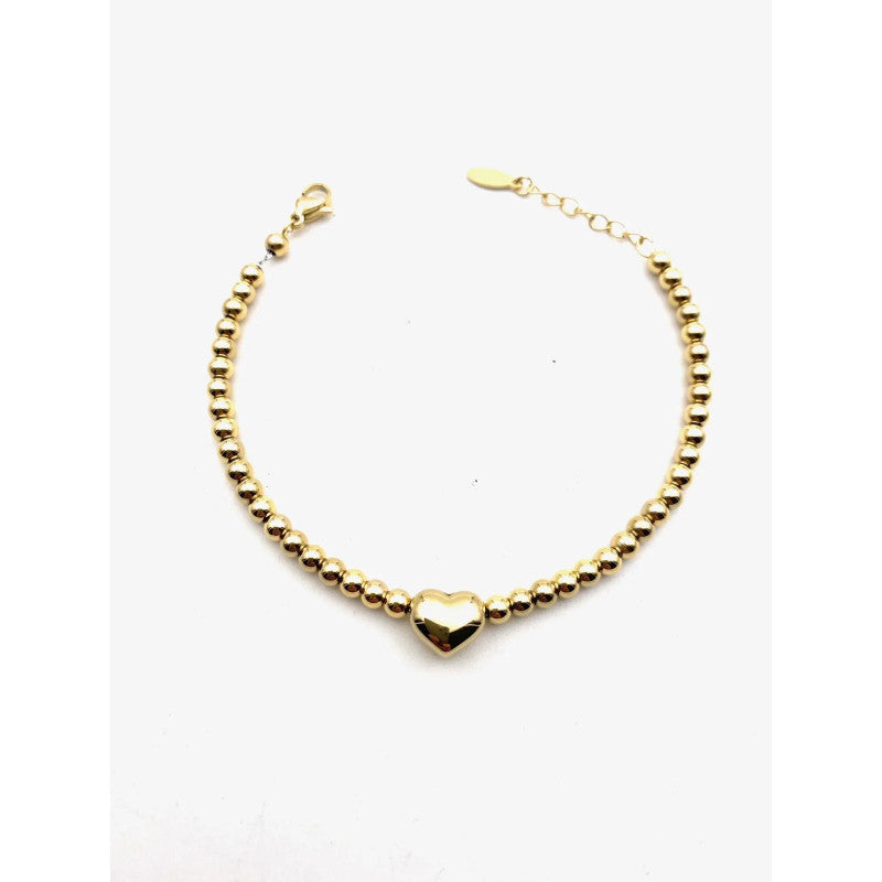 BRACCIALE ACCIAIO PALLINE CON CUORE