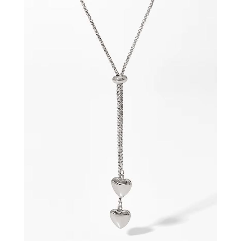 COLLANA ACCIAIO SALISCENDI CUORICINI