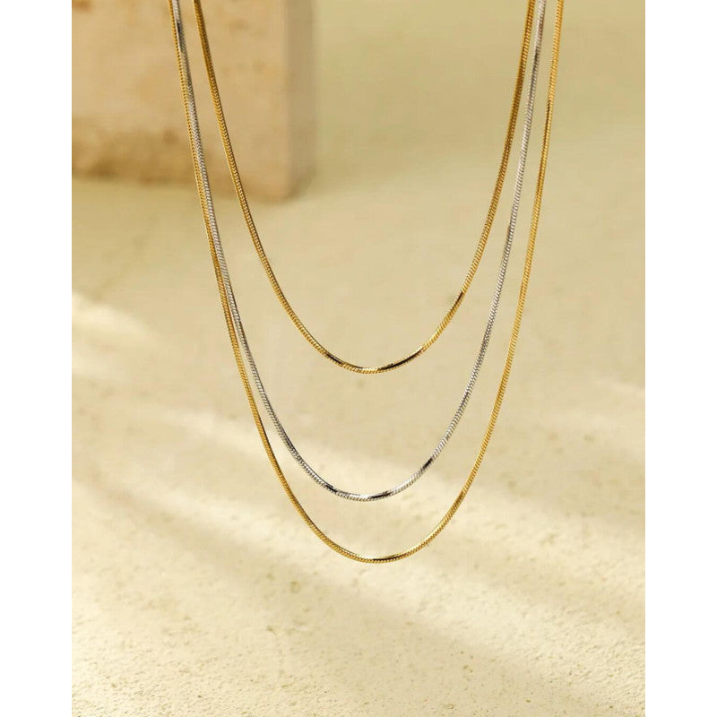 COLLANA ACCIAIO TRIPLO FILO MIX ORO/ARGENTO